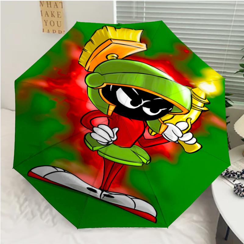 Marvin the Martian1 Print Automatic Umbrella, 8 Rib Iron Frame, Plastic Handle, Suitable for Outdoor Travel &Daily , Ideal Gift