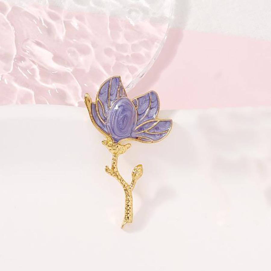 

Очаровательные броши в виде цветка магнолии для женщин, унисекс, 3-цветная эмаль, красивые цветочные броши для офиса, булавки, подарки фиолетовый