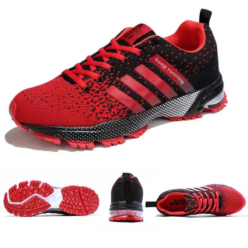 Men Sports Shoes Lightweight Running Shoes Couples Large Size Comfortable Breathable Lace-Up Outdoor Casual Walking Shoes
