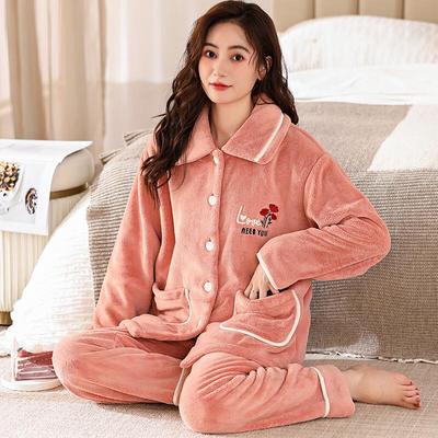 Women's Winter Thickened Coral Fleece Pajama Set