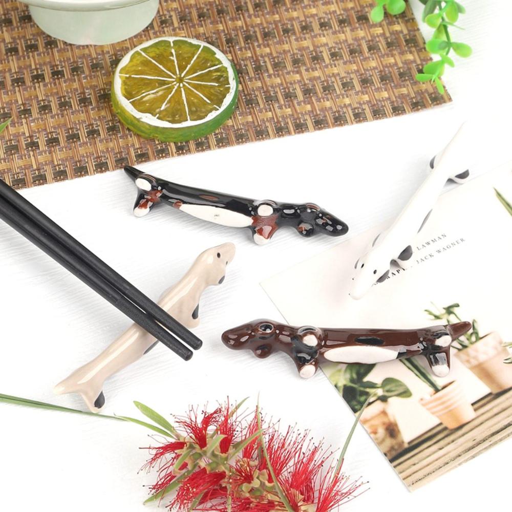 Shaped Dachshund Cute Ceramic Dinnerware Stand Chopsticks Holder Tableware Rack Chopstick Rest
