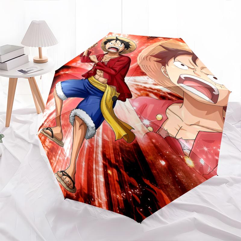 1 PC Automatic Folding Umbrella - One Piece Monkey D Luffy Pattern Portable Foldable Design With 8 Ribs Christmas Birthday Gifts