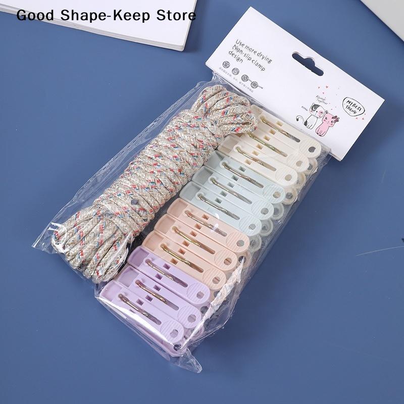 12-Clip Clothesline Colorful Drying Clips Multifunctional Windproof Clothesline Convenient clothes clip clothesline accessories