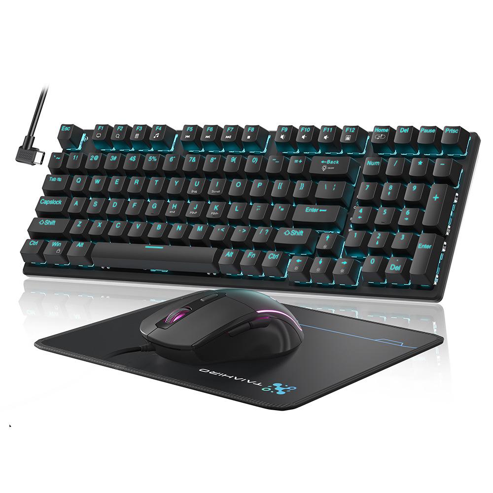 Dynamic Luminous Wired Mechanical Keyboard & Silent Gaming Mouse Set, Three-Mode for Office & Gaming.