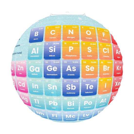 Periodic Table of Elements Lantern Educational Science Theme Chemistry Chart Round Paper Lantern for School Classorom Decor
