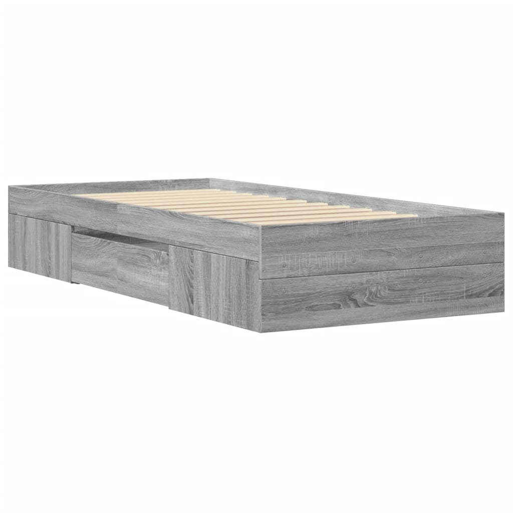 Bed Frame Gray Sonoma 100x200 cm Particleboard