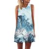 European and American New Digital Printing Round Neck Off-the-shoulder Sleeveless Vest Big Pendulum Loose Medium and Long Dress