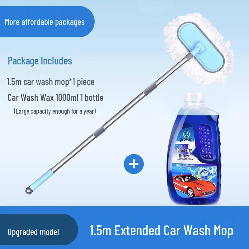 Leiben Bent Rod Car Wash Mop: Soft Bristles, Extendable, Gentle on Paint, Ideal for Cars.