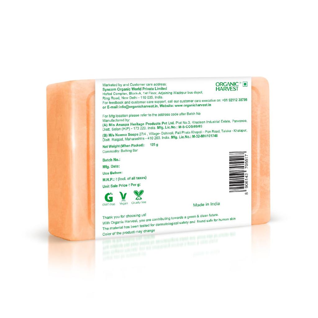 Sandalwood & Turmeric Bath Soap (125 G), Chandan Haldi Luxurious Bathing Bar, Organic Harvest