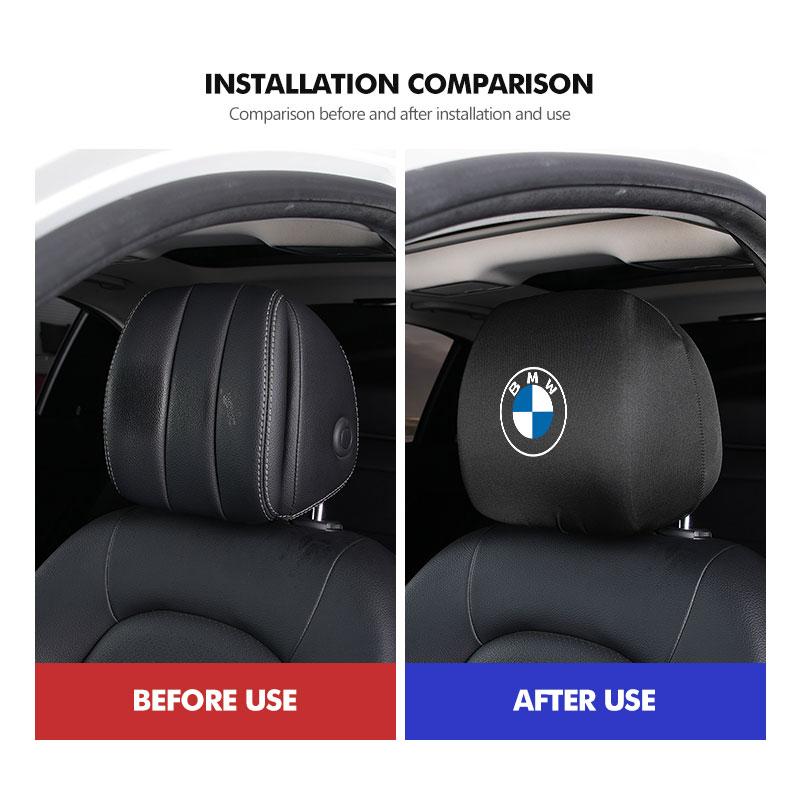 QAED6 For BMW Car Seat Headrest Pillow Cover Dust Dirty-proof Protective Cover Accessories E46 E90 E60 F10 E39 F30 E36 E87 E90 E30 E53