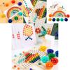 Rainbow Clip Beads Family Interactive Wooden Puzzle Toy For Early Learning