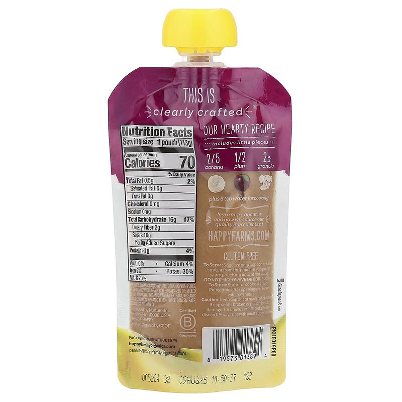 Happy Baby®, Organic Baby Food, 6+ Months, Bananas, Plums & Granola, 4 oz (113 g)