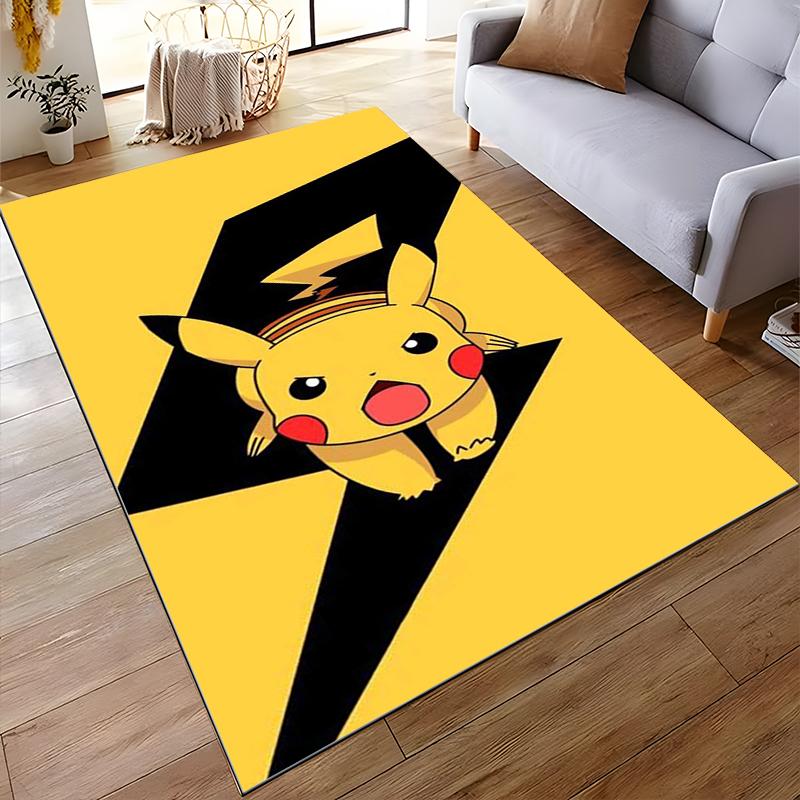 Cute Yellow Cartoon Character with Lightning Non-slip rug suitable for living room and bedroom sofas.