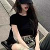 Niche Sexy Casual Slim Spice Girl Back Hollow Strap Short Sleeve T-Shirt American Skinny Halter Top Women