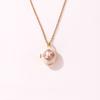Zircon Decoration Photo Locket Pendant Necklace Brass Vintage Enamel Necklace  For Women