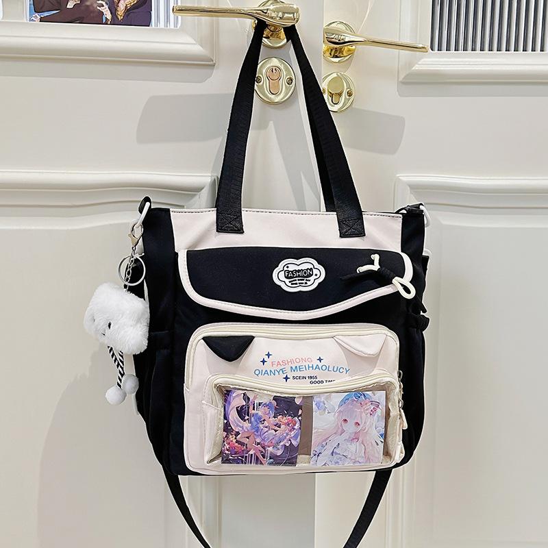 

Универсальная контрастная сумка-боль, японская сумка для репетиторства большой вместимости, женская прозрачная сумка через плечо для бара single package