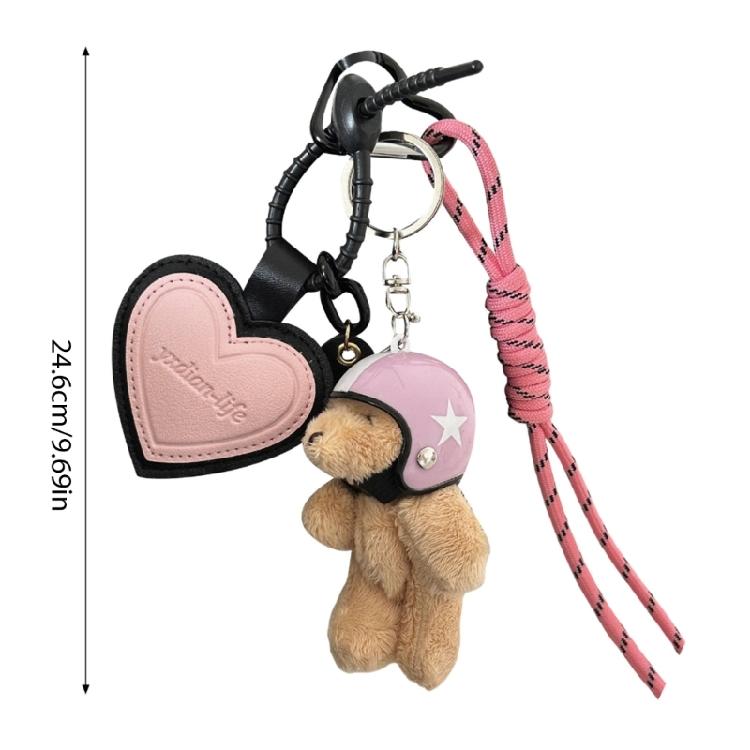 Heart Keying Creative Car Key Chain Lovely Bear Keychain Bag Charm Phone Keychain Woven Rope Pendant Bag Decorations