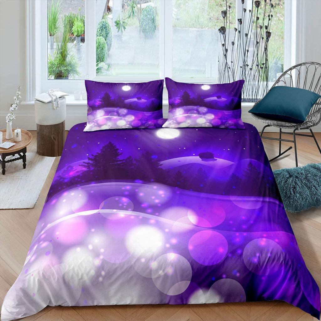 Comforter Starry Sky Love Heart Shape Pattern Polyester King Queen Full Size For Kids Boys Girls Bedding Set