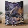 1pc Magic Moonlit Owl: Cozy Home Decor Blanket Perfect for Couch, Bed, Travel .W034