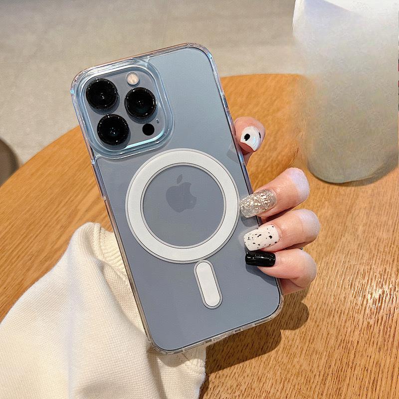 Applicable To IPhone16Pro Magnetic Suction Case 15 Transparent Mobile Phone Case Apple 14 Protective Case Magsafe Airbag Anti-fall