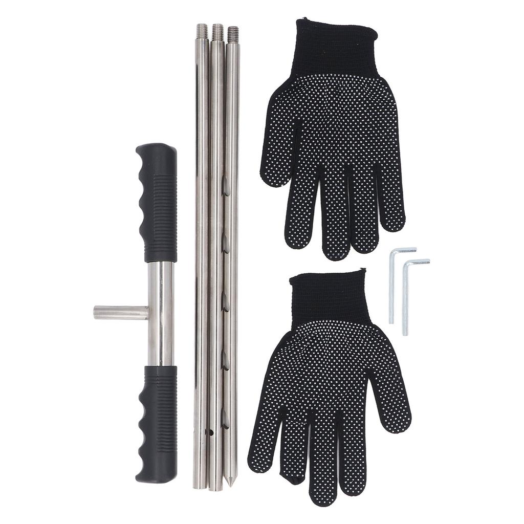 Stainless Steel Soil Sample Probe Combined Probe Rod Adjustable 17‑32‑48 Inch Probe Tool with T Handle Soil Sample
