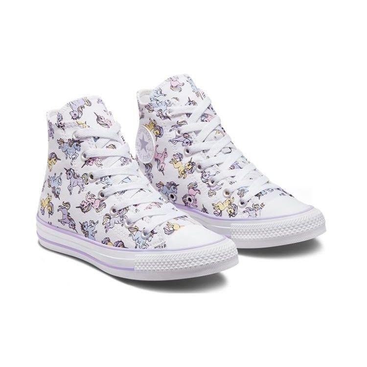 Converse Comfortable Durable Non-Slip Shock Absorbing High-Top Canvas Shoes Kids Sneaker Pink White A01674C