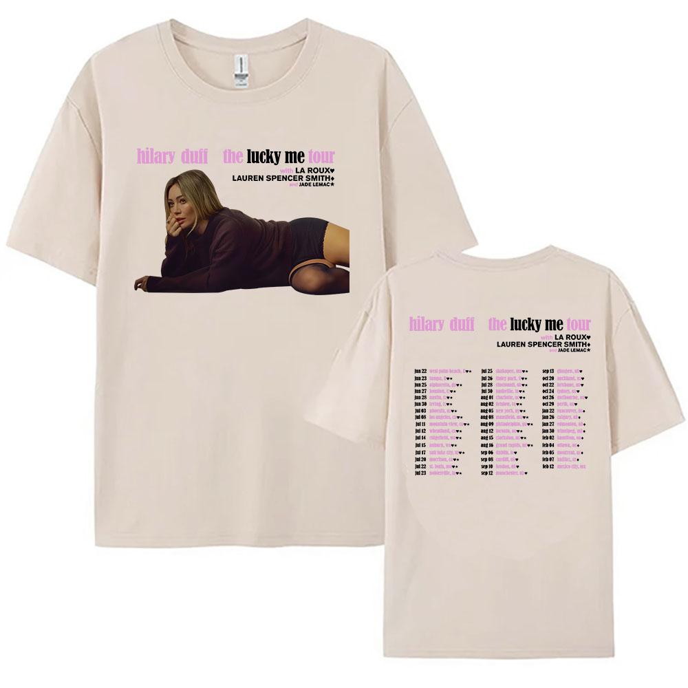 

Summer Hilary Duff The Lucky Me Tour 2026 T-shirt Cotton Short Sleeve Female Tshirts Singer Design Graphic Print Tees Women Top 5XL різнокольоровий