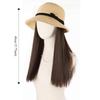 Sun Visor Bowknot Straw Hat Wig Bucket Hat Fisherman Hat Wig Sweet Long Curly Wave Hair Wigs  Women
