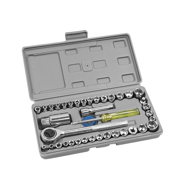40-Piece Car & Motorcycle Repair Tool Set: Wrenches, Sockets & Ratchet for Home Mechanics