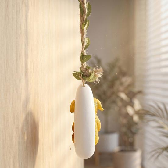 Resin Moon Dog Ornament Cute Dog on Crescent Hanging Decoration with Hemp Rope for Indoor Outdoor Backyard Patio Home Decor
