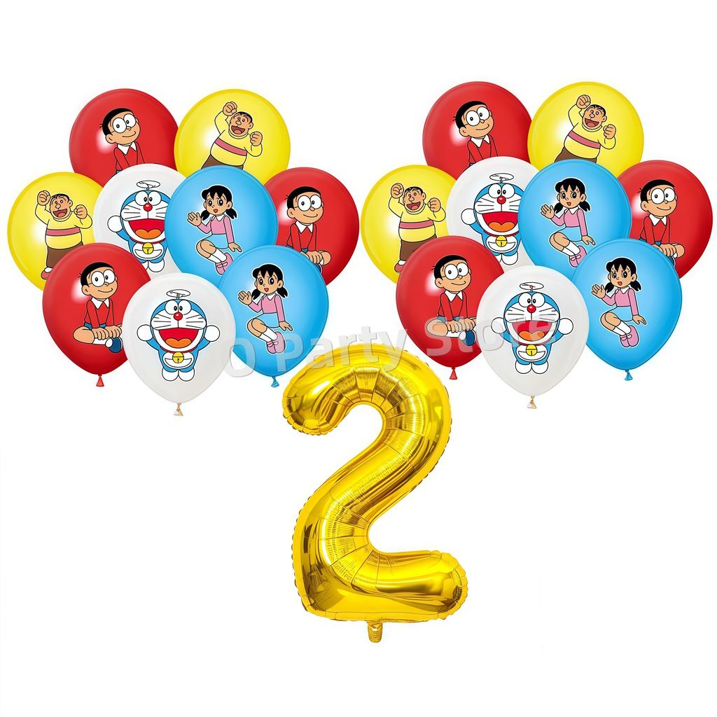 Doraemons Birthday Party Decoration Tableware Plate Cup Balloon Cake Topper Banner Stickers Kids Favor Gift Baby Shower Supplies