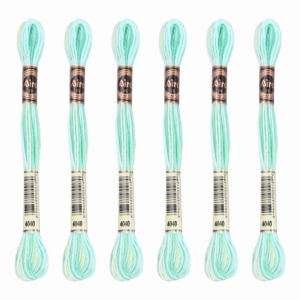 6 Skeins Embroidery Floss, Gradient Colors Polyester Embroidery Threads Bracelets String for Cross-Stitch Hand Embroidery