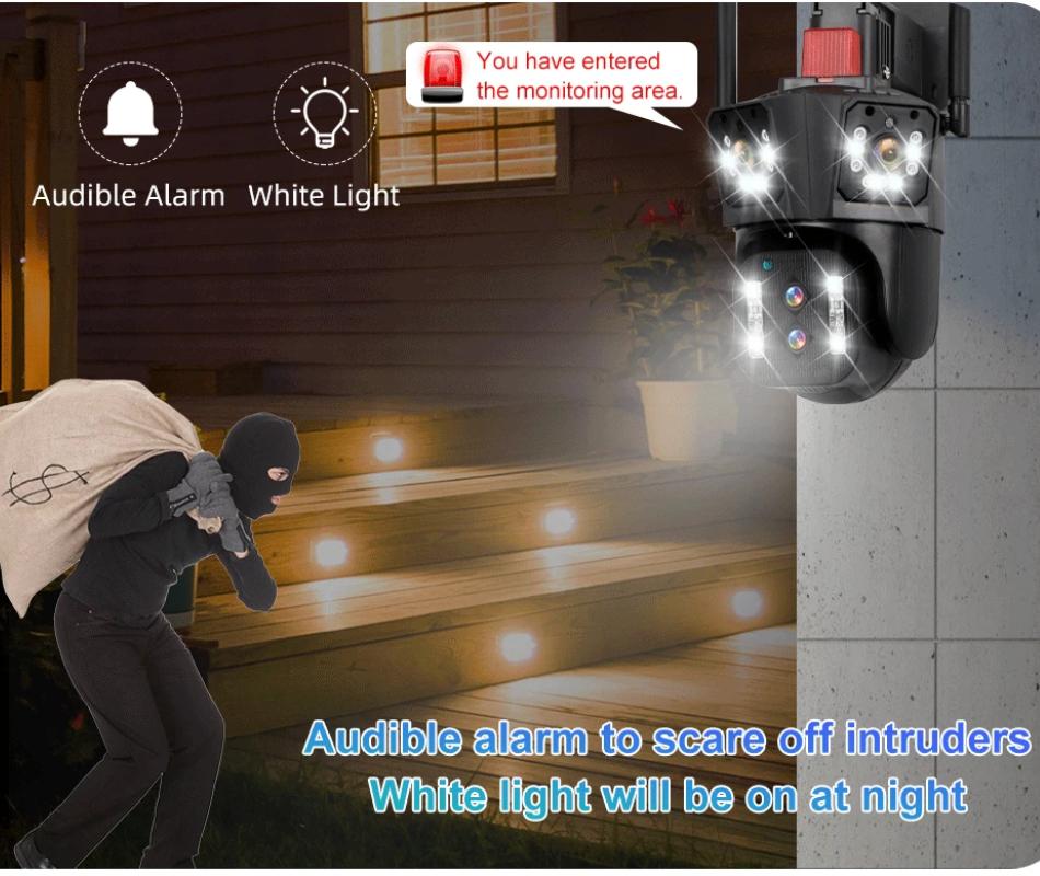 LS VISION Venkovní WIFI IP kamera 16MP 8K HD 10x optický zoom Automatické sledování PTZ Čtyři objektivy Tři obrazovky Vodotěsná bezpečnostní kamera CCTV