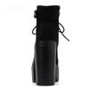 Lace Up Women Boots Platform Buckle Boot Winter Shoes Thick Heel Autmn Boots With Zipper Ankle Strap Black Suede Gothic