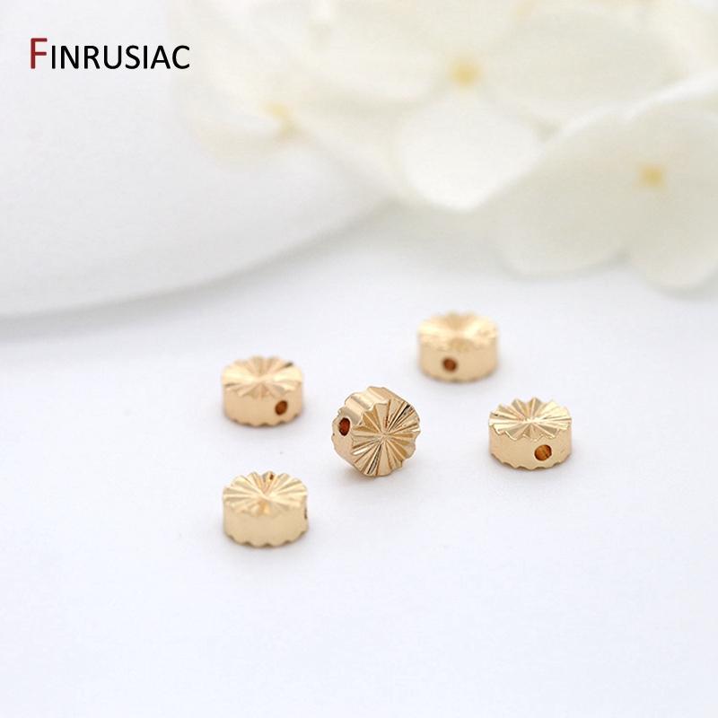 

14K Gold Plated Simple Round Pattern Beads Flat Square Bead For DIY Bracelet Jewelry Making Beads Accessories 10 pieces