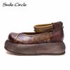 Genuine Leather Women Sandals Round Toe Increased Height Casual Shoes Fashion Comfortable Thick Bottom Shoes