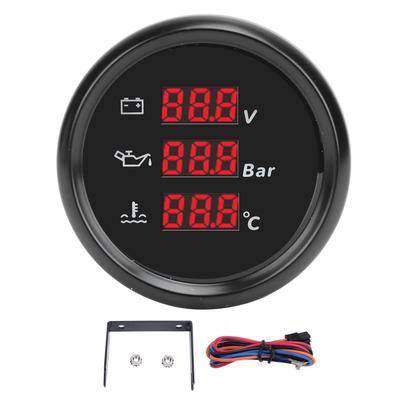 Manometro Tensione 52mm Pressione Olio Temperatura Acqua Retroilluminazione Rossa Impermeabile Digitale Temperatura Acqua Pressione Olio