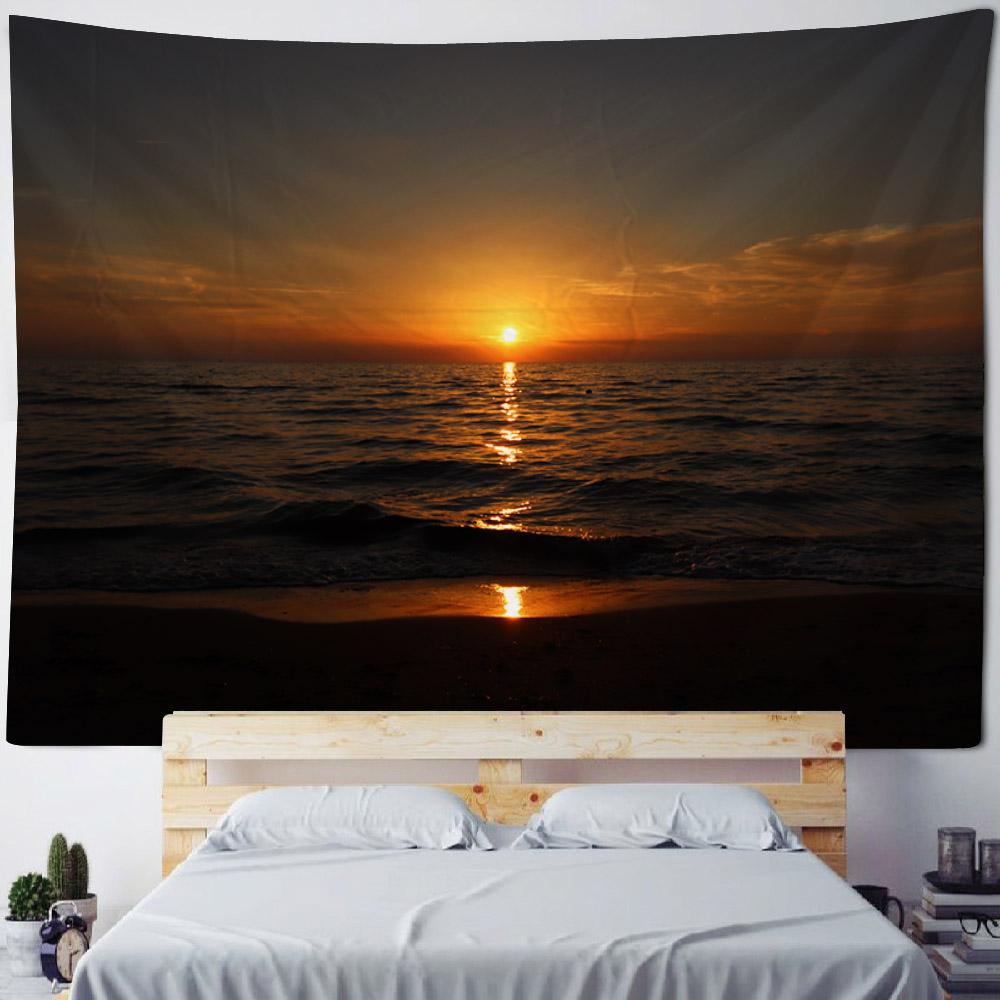 Sea view tapestry, sunrise and sunset wall hanging, aesthetic tapestry, home hanging cloth, living room, bedroom, art decoration