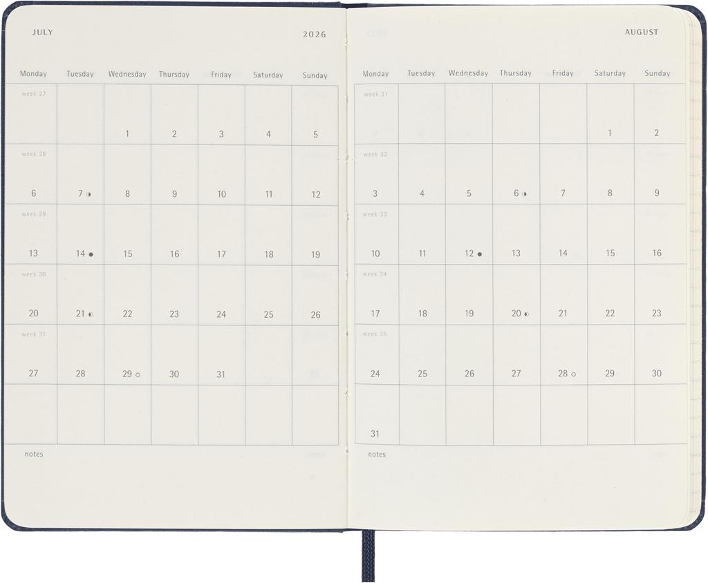 Moleskine 2026 January Weekly Pocket Size x Sapphire DHB2012WN2Y26 Planner, Start, 12-Month Diary, (9cm 14cm), Hardcover, Blue,
