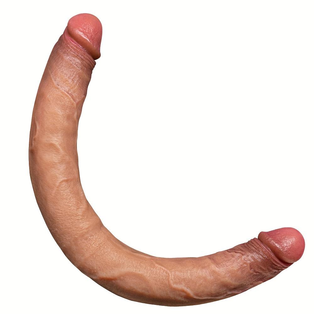 Double Head Realistic Male Masturbator, U-Shaped, Double Head, Liquid Silicone, Non-Electric, Without Battery, for Women