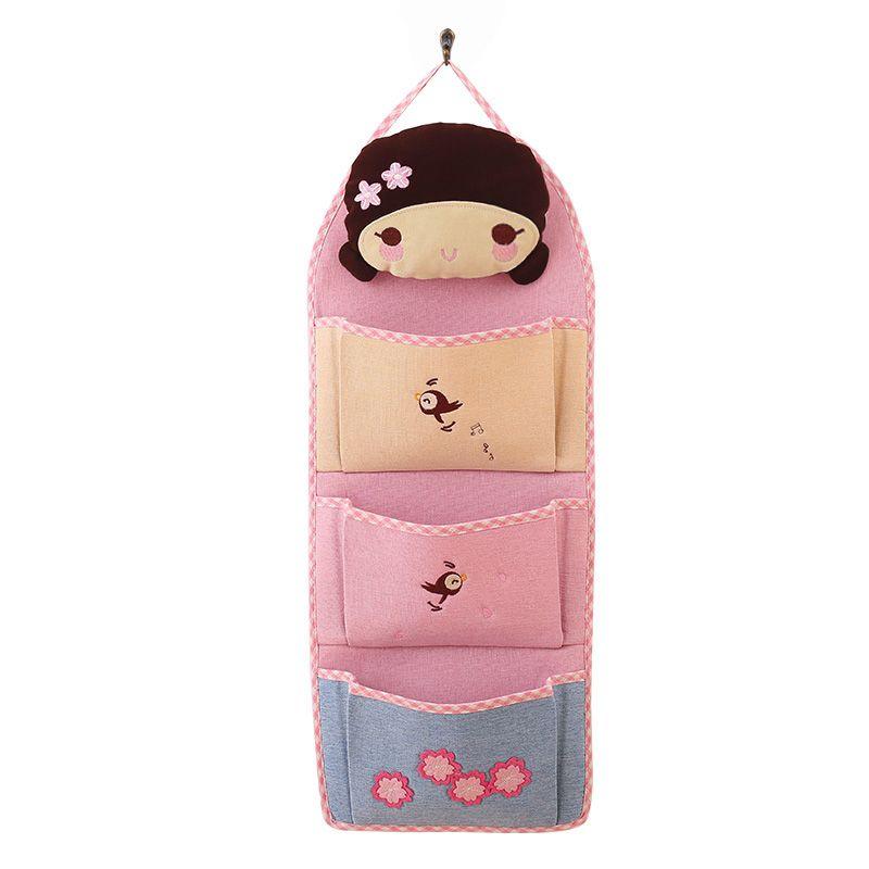 

Large-Capacity Door Storage Storage Hanging Pocket Fabric Girl s three bags