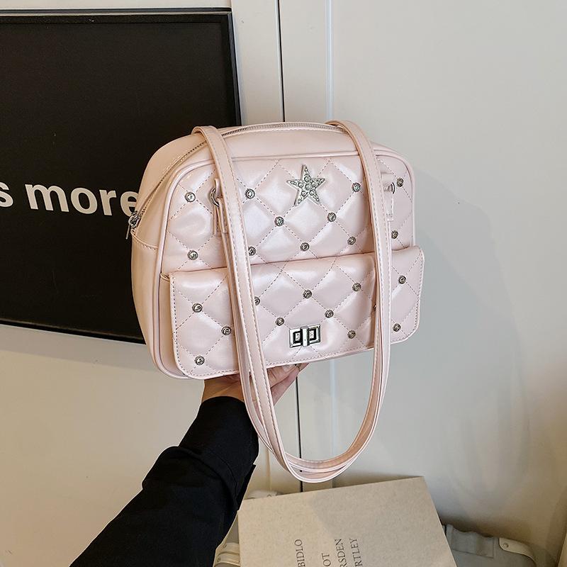 Rhombus Backpack Bag Women's New Trendy Fashion Tote Bag Large Capacity Backpack Briefcase