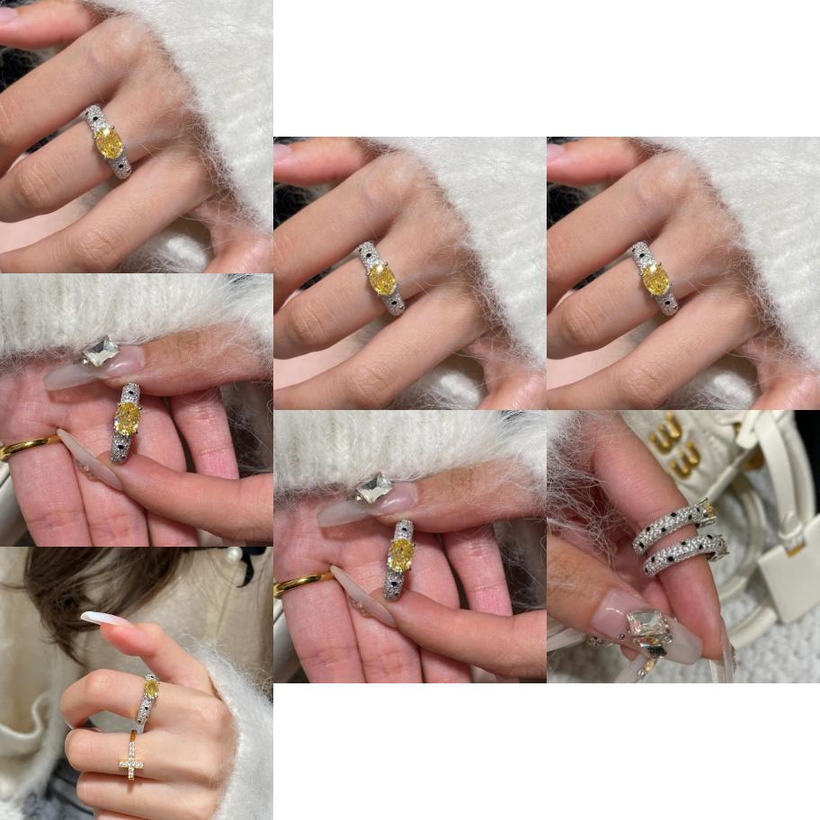 Stunning 2024 Summer Collection Womens Yellow Diamond Adjustable Ring Chic Fresh Style