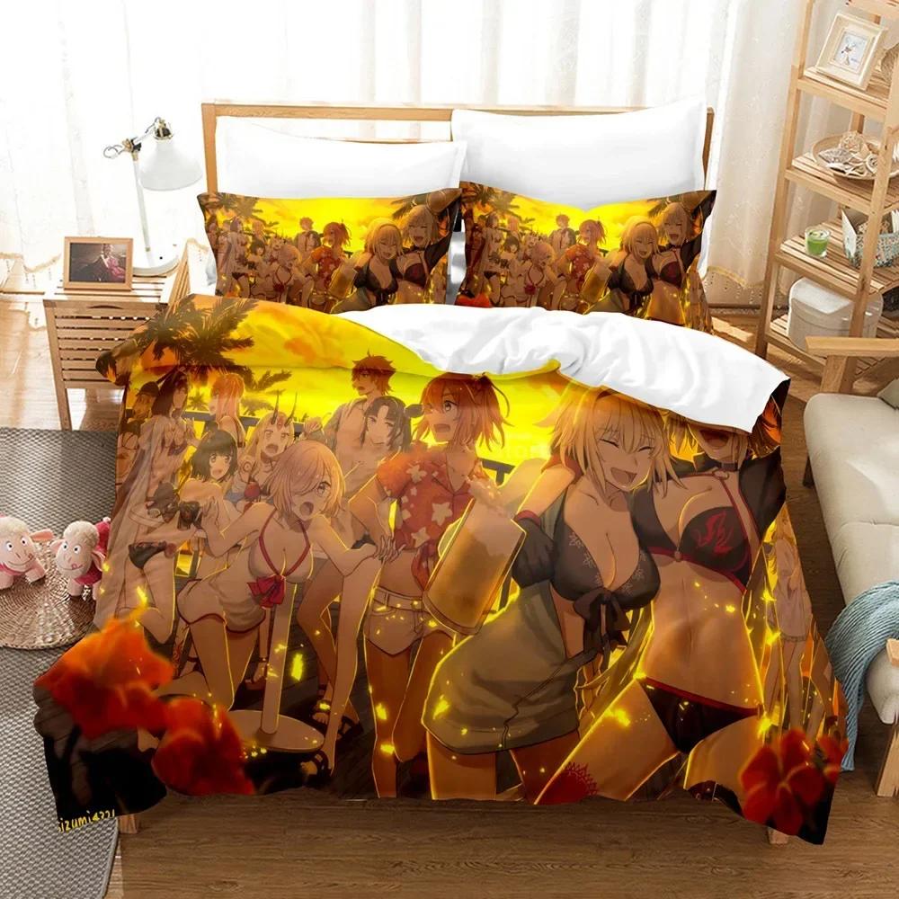 Luxury New 3D Print Anime Fate Nero Bedding Set Saber Duvet Cover Bedroom Comforter Covers Single Twin King Size Quilt Cover