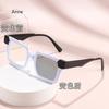 Trendy Color Block Square Myopia Glasses Light Sensitive Photochromic Lenses Anti-Blue Light Prescription Eyeglasses Unisex