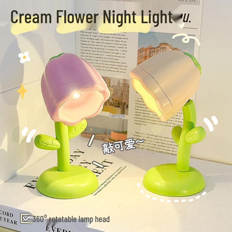 

Creative Flower Night Light: Cute Magnetic Table Lamp with Eye-Protection for Girls Pink Pot Version