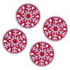 4Pcs Snowflake Shaped Coaster Felt Coasters Non-Slip Heat Resistant Round Cup Mats for Table Protection Red Felt Coasters