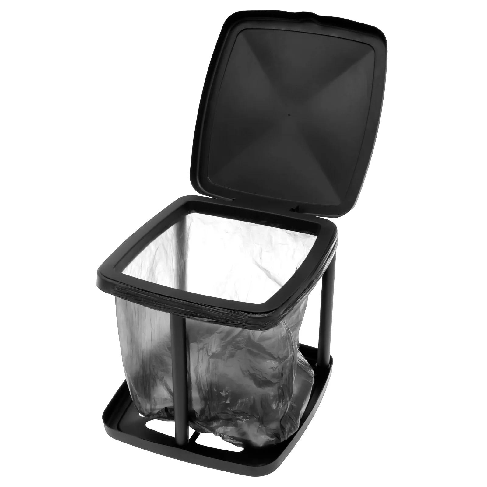 

Portable Trash Can Holder Adjustable Height Camping Trash Can with Hinged Lid for Home Kitchen Party Camping Outdoor Use
