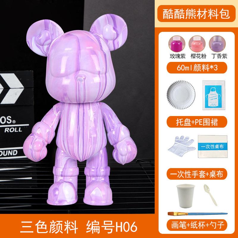Homemade Creative Fluid Bear Fluid Cool Bears White Mold DIY Painting Handmade Toy Material Kit Gift Home Decor Animal Ornaments