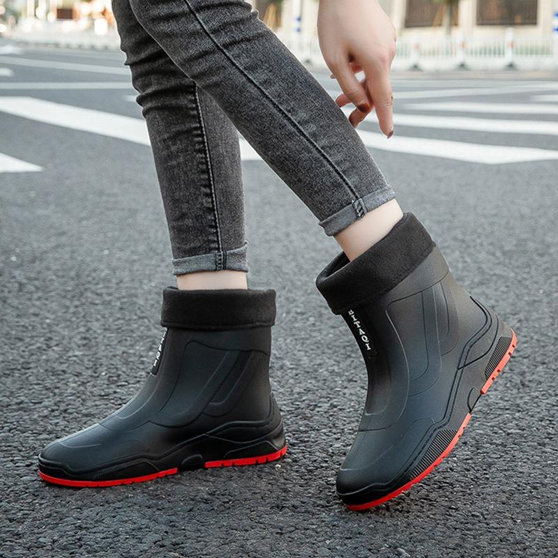 Fashion waterproof shoes rain shoes women's new couple outdoor non-slip rain boots student short water boots rubber shoes